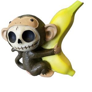 Furrybones Baby Munky Monkey Skeleton 3" Figurine Resin Banana Ebros Gift